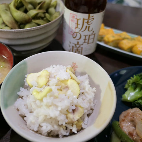 琥珀の滴を使って栗ごはん